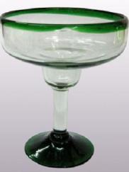  / Emerald Green Rim 14 oz Large Margarita Glasses (set of 6)